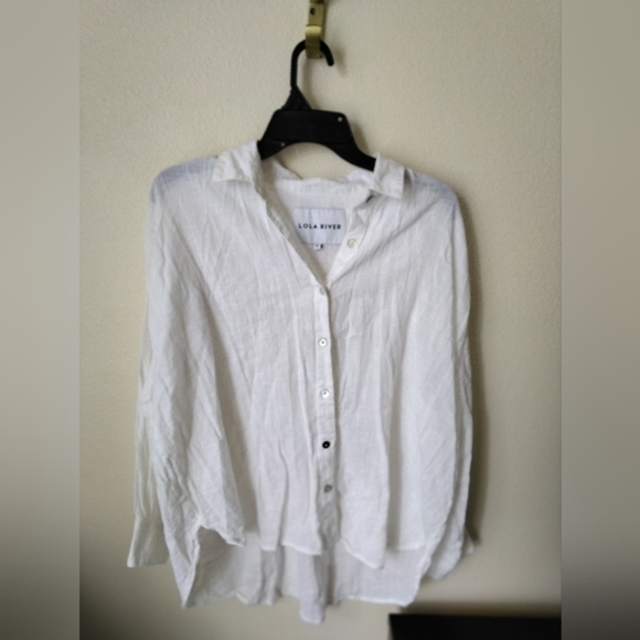 Lola River Women's Cotton White Button Shirt Size S Oversized Fit - Picture 1 of 6